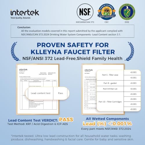 KLLEYNA Pull Down Faucet Filter 720 Swivel,99% Chlorine Reduce,NSF/ANSI 372 - Image 2