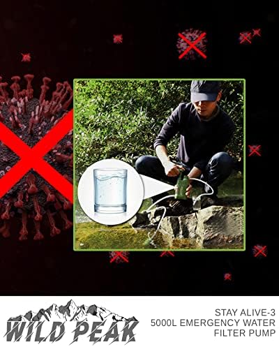 Wild Peak Stay Alive-3 Outdoor Tactical 4-Stage Water Filter Emergency Pump with Activated Carbon for Survival, Camping, Hiking, Climbing, Backpacking (5000 Liters) - Image 6