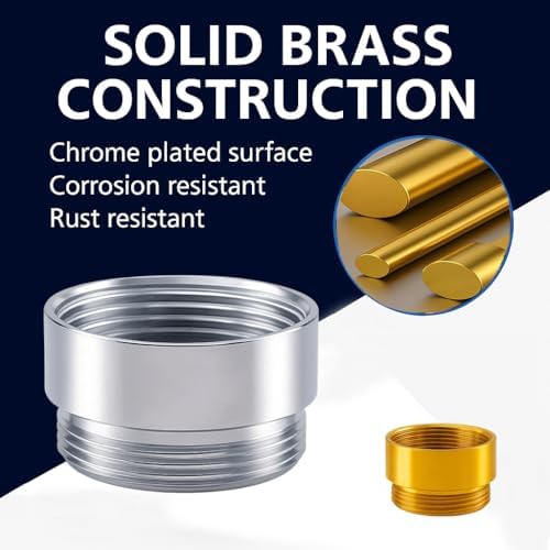 Faucet Aerator Adapter - 55/64 inch Female to 55/64 inch Male, Chrome Brass Sink Adapter, for Kitchen and Bathroom Faucet Adapter Kit Connection (F22-M22) - Image 4