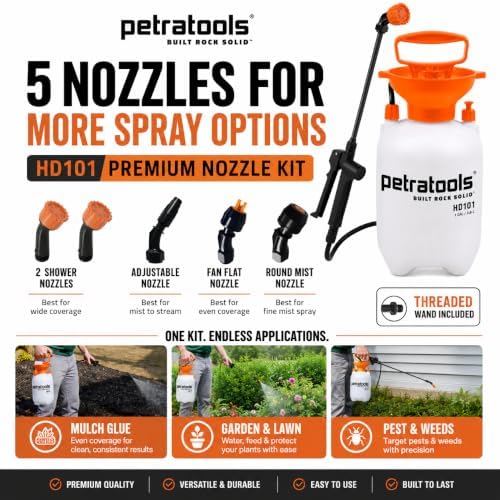 PetraTools HD101 Pro Kit - Pump Sprayer 1 Gallon, 52-in Hose & 5 Nozzles - Image 3