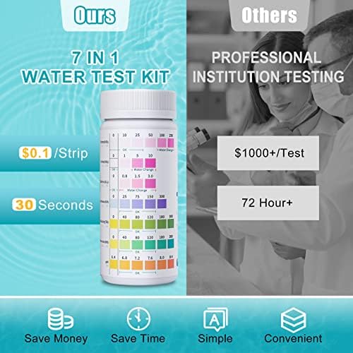 Umlecoa 7 in 1 Aquarium Test Kit for Freshwater and Saltwater - 125 Aquarium Test Strips with Test Tube & Thermometer - Fast & Accurate Water Testing Strips for Aquarium/Pond/Pool - Image 4