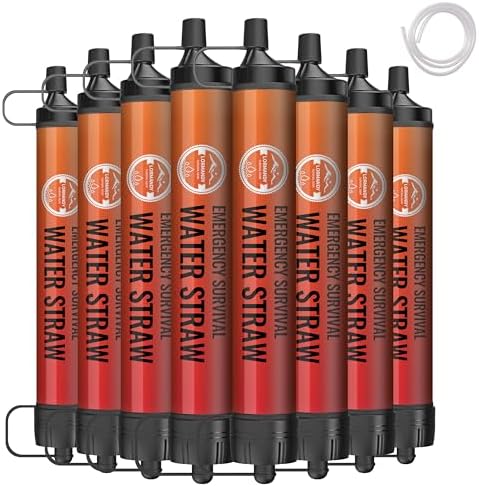 Straw Water Filter 8 Pack - Outdoor Camping & Hiking Survival Gear by Lormandy