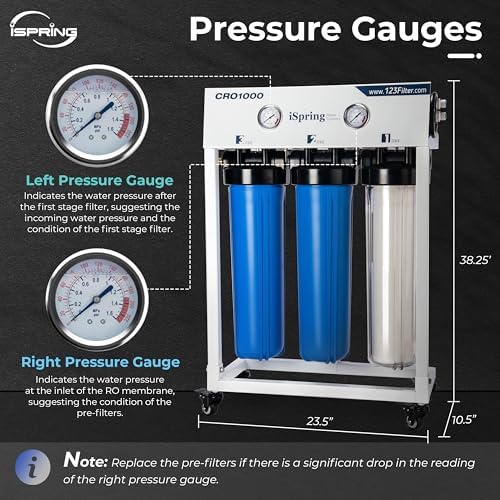 iSpring CRO1000 4-Stage Tankless Commercial Reverse Osmosis Water Filtration System, for House, Restaurant, Small Business, and Light Industrial Use,1000 GPD High Flow, Upgraded Size Filters - Image 3