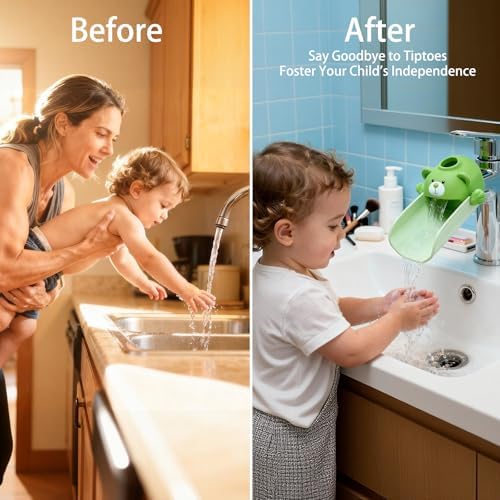 SKYROKU Faucet Extender for Toddlers with Temperature Sensor, Cute Bear - Image 2