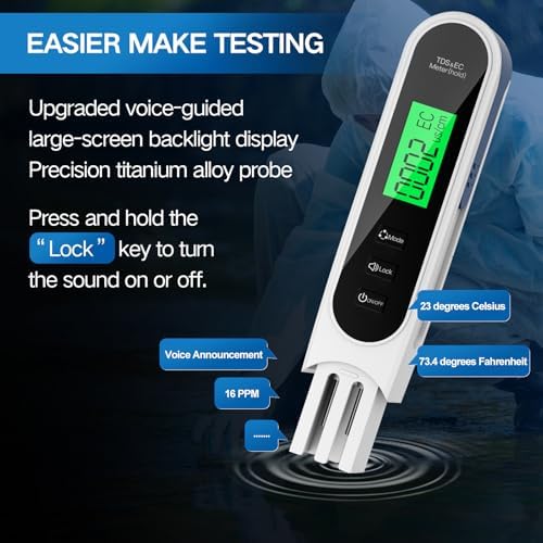 2026 Drinking Water Tester; Digital TDS Meter with Voice Announcement of Test Results; Suitable for Aquariums, Household Distilled Water, and Pool Water Testing Kits (White) - Image 2