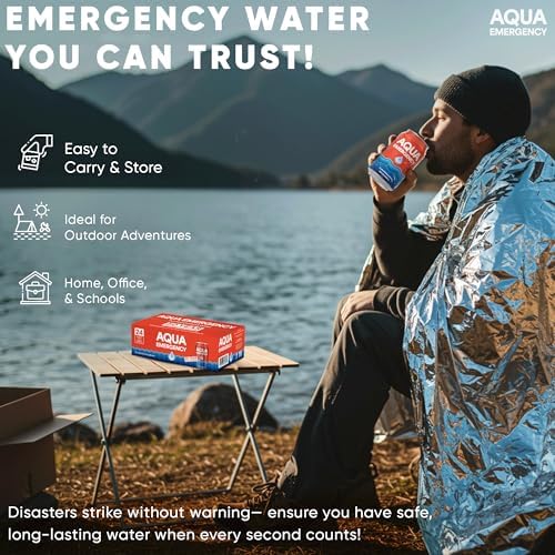Aqua Emergency Drinking Canned Water- (48 Cans) 12 fl Oz (50 Years) Shelf Life for Everyday Hydration, Emergency, Survival Use-Purified via Reverse Osmosis | Plant-Based, BPA Free, Eco-Friendly Packaging, Made in USA -2 Case - Image 2