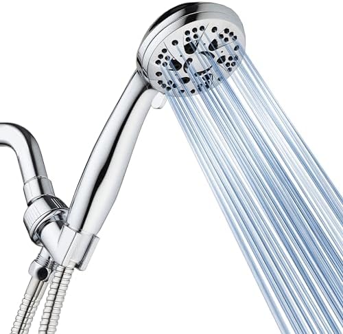 AquaDance High Pressure 6-Setting 3.5" Chrome Face Handheld Shower with Hose for the Ultimate Shower Experience! Officially Independently Tested to Meet Strict US Quality & Performance Standards! by AquaDance