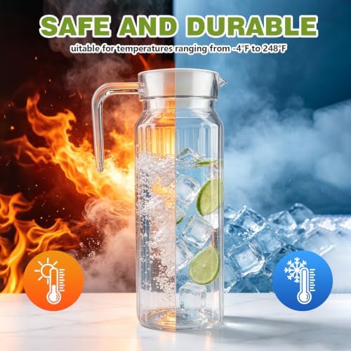 Plastic Pitcher with Lid, Transparent Acrylic Pitcher with Lid, Square Shape Pitchers Beverage Pitchers, Not Easy to Break Acrylic Lemonade Jug for Juice Milk (37.2 fl oz) - Image 7