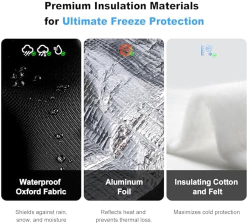 Backflow Insulation Cover for Winter Freeze Protection, Waterproof Five-Layer Design with Grommet Holes,Outdoor Pipe and Sprinkler Cover, 30''W x 24''H- Black - Image 3