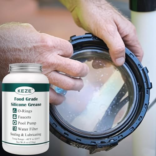 KEZE Pool Lube for O Ring Food Grade Waterproof Silicone Faucet Grease for Pool Filter Plumbing Plastic Parts Gasket Valve Rubber Seals Paste with Brush Top Can 8 OZ - Image 5