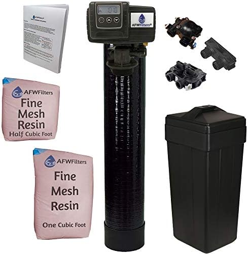 AFWFilters 1.5 Cubic Foot (48k) Whole Home Iron Pro Water Softener with Fine Mesh Resin, 3/4" Plastic MNPT Connection, and Black Tanks by Abundant+Flow+Water+Systems