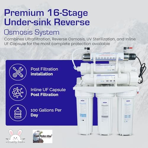 Crystal Quest Thunder Ultrafiltration/Carbon (GAC) - Reverse Osmosis Under Sink Water Filter – 14 Stages of Filtration + UV Filtration – Ultra & RO Membranes - Complete Installation Kit - 100 GPD - Image 3