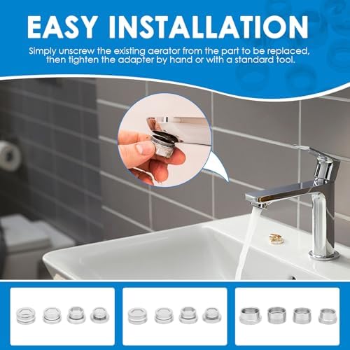 16Pcs Faucet Adapter with Rubber Sealing Rings - Brass Aerator Male Female Faucet Adapter to Connect Garden Hose, Water Filter, Standard Hose via Diverter - Image 6