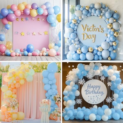 APLANET 150pcs Pastel Blue Balloons Different Sizes 18 12 10 5 Inch, Latex Balloons for Blue Themed Birthday Wedding Baby Shower Party, Grad Anniversary Supplies, Arch Kit Decoration - Image 6