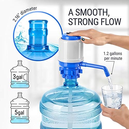 HotFrost Manual Water Pump for 5 Gallon Jug & Bottle – Non-Electric 5 Gallon Water Dispenser, Universal Hand Pump with 3 Adjustable Tubes, 53mm Screw Top Adapter, Spout Cap & Cleaning Brush, BPA-Free - Image 3