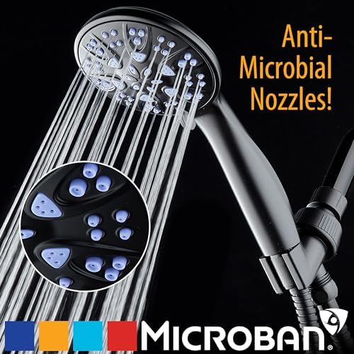 AquaDance Antimicrobial/Anti-Clog High-Pressure 6-setting Hand Shower with Nozzle Protection from Growth of Mold, Mildew & Bacteria for Stronger Shower! - Sunset Blue - Image 2
