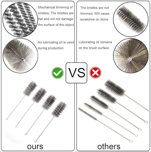 12 Inch Pipe Cleaning Brush Set with Stainless Steel Bristles, Steel Wire Tube Brush Kit for Auto Parts Polishing, Machining, Bottles, Tubes, Etc.（50mm-4pcs） - Image 5
