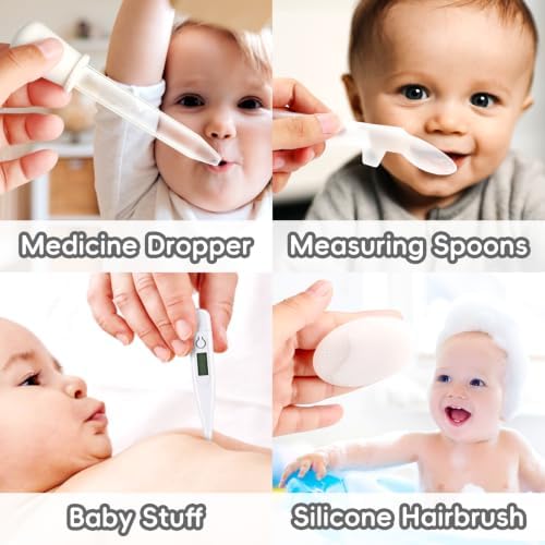 Baby Grooming Kit, Infant Safety Care Set with Hair Brush Comb Nail Clipper Nasal Aspirator,Baby Essentials Kit for Newborn Girls Boys (White) - Image 6