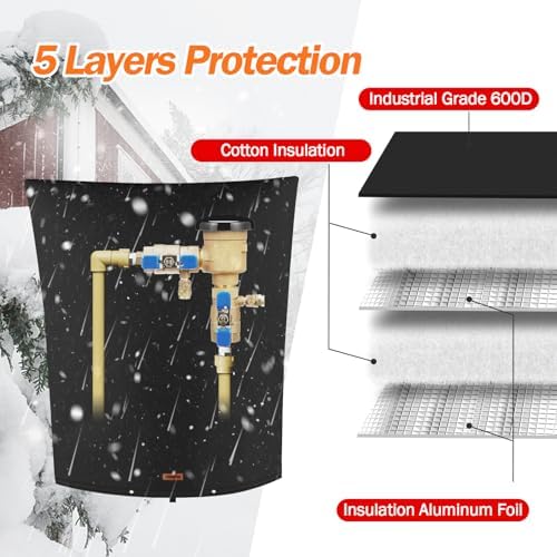 TOHONFOO Backflow Preventer Cover, Pipe Freeze Insulation, 24"Wx36"H, Black - Image 5