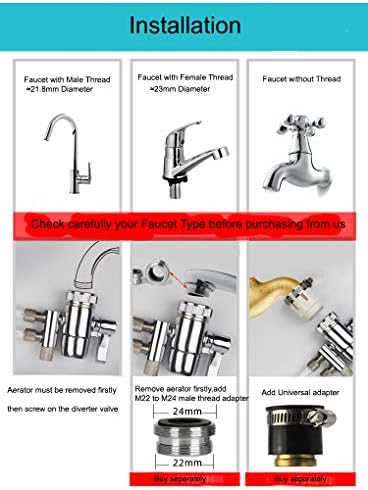 2 Way Kitchen Faucet Diverter Valve/Splitter with Female M22(≈22mm) Thread and 1/4 OD RO Tubing outlet for Counter water Filter - Image 5