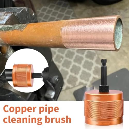 1/2" & 3/4" Copper Pipe Cleaner Set for Drill,Plumbing Tools for Removing Rust , Stains & Paint from Copper & Metal Pipes , with 1/4" Hex Shank & 6 Brush Blades & 2 Pipe Cleaning Brush - Image 7