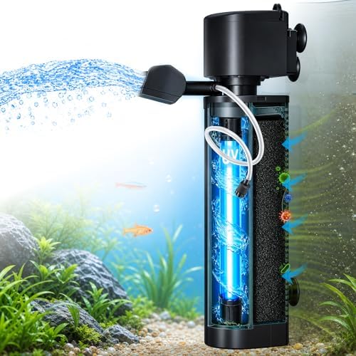 COOSPIDER 400GPH Aquarium Filter with 7W U-V Light for 75-200 Gallon by Coospider