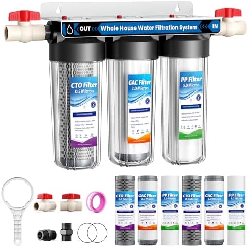 3-Stage Whole House Water Filter System with 9 Filters, 0.5 Micron by Unknown