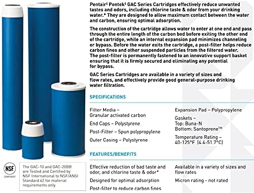 Pentair Pentek GAC-5 Carbon Water Filter, 5-Inch, Under Sink Granular Activated Carbon (GAC) Replacement Cartridge, 5" x 2.5" - Image 3