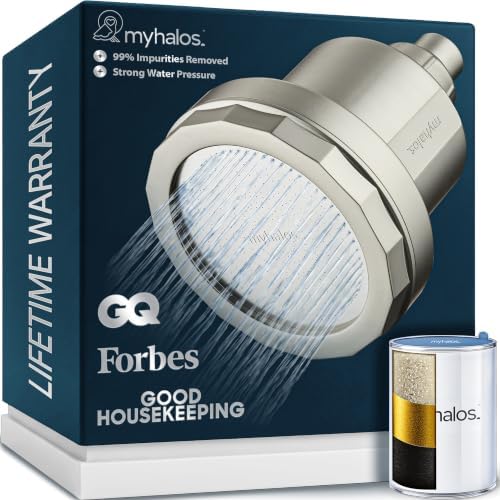 MyHalos® Filtered Shower Head, Shower Head Filter for Hard Water by myhalos