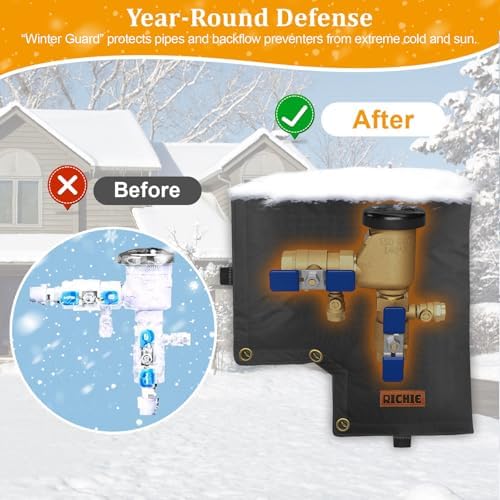 Backflow Preventer Insulated Cover (5°F) for Winter Freeze Protection, 13"W x 12"H Thickened Pressure Vacuum Breaker & Well Pump Cover, Outdoor Waterproof Insulation Pouch for Sprinkler Valve, Black - Image 4