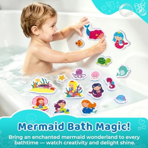Baby Bath Toys for Kids Ages 1-3, 16PCS Mermaid Foam Bath Toys - Image 2