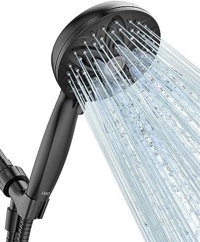 JDO Shower Head with Handheld, High Pressure Handheld 6 Settings, Detachable Shower Head Set with Stainless Steel Hose and Shower Bracket (Matte Black) by JDO