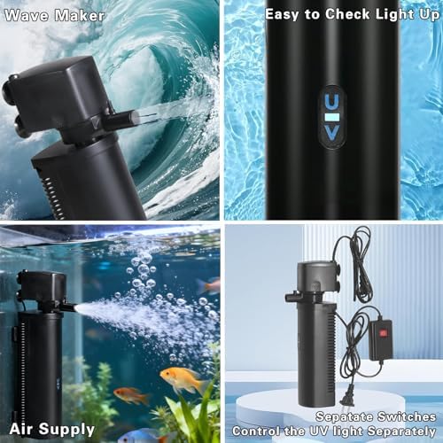 Large Aquarium U-V Filter for 100-500 Gallon, Pond Filter Green Clean Machine Submersible DC 24V Powerful Pump Canister Filter for Turtle Tank Koi Coral Fish Saltwater Freshwater Crystal Clear - Image 6