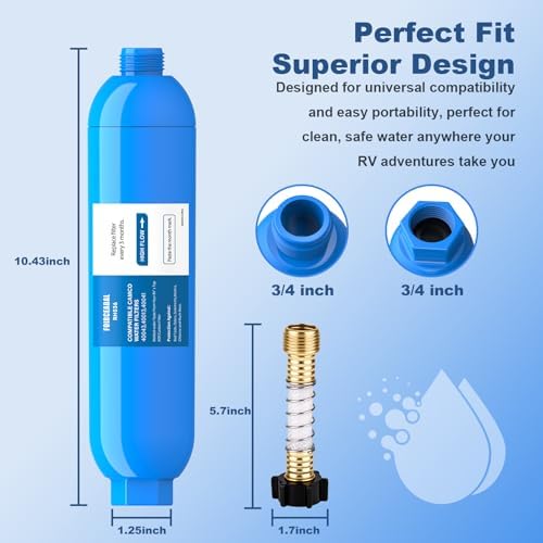 RV Water Filter with 2 Flexible Hose Protector, NSF Certified - Image 2