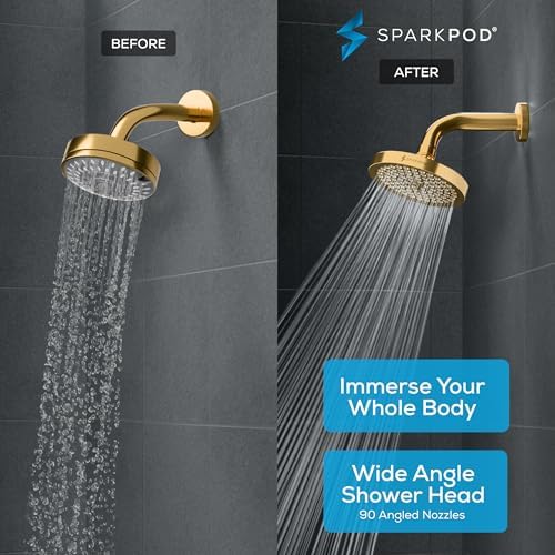 SparkPod Rain Shower Head, 6 Inch Round, Egyptian Gold Finish - Image 2