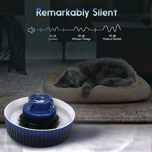 Lawfery Ceramic Cat Water Fountain, 2.1L/71oz Cupcake Pet Fountain - Image 2