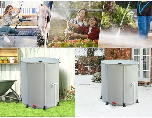 Foldable Rain Barrel with Stand and Tap 200L Garden Water Collection System for Rainwater Harvesting (Blue) - Image 6