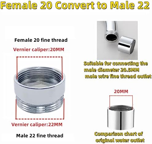 Faucet Adapter, Sink Hose Attachment for Faucet ，Extension Faucet Suitable for Connecting Sink Kitchen Bathroom Garden Faucet (female 13/16"-27T transform male 55/64"-27T) - Image 2