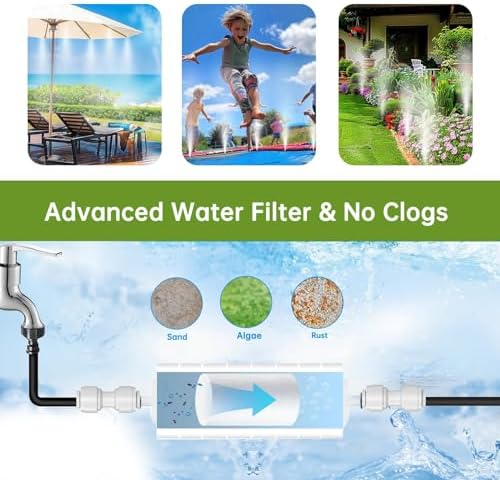 100FT Misting Cooling System for Patio & Garden - Brass Nozzles, UV-Resistant Tubing, DIY Installation - Water-Saving Backyard Mister for Outdoors, Greenhouse, Trampoline, Pool, BBQ Parties - Image 3