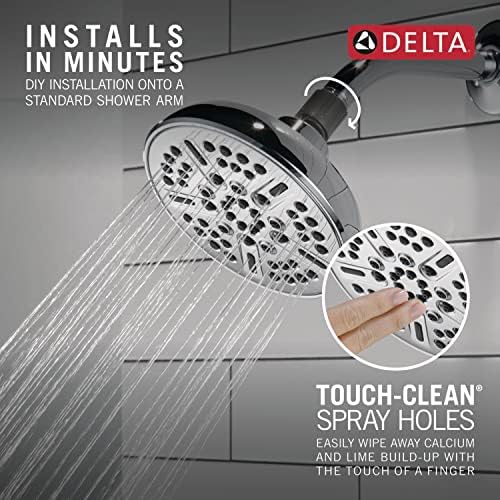 Delta Faucet 8-Spray Touch-Clean Chrome Shower Head, Delta Shower Heads, Showerhead, Shower Head Chrome, 1.75 GPM Water Flow, Chrome 75898C - Image 4
