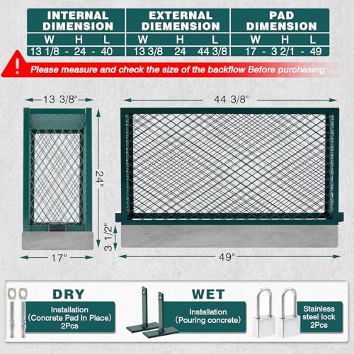Steel Backflow Preventer Security Cage Cover, 44 3/8'' Lx13 3/8'' Wx24'' H - Image 2