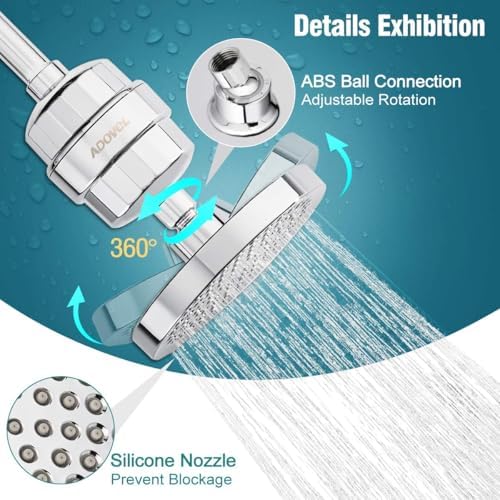 ADOVEL High Output Shower Head & Hard Water Filter, 15-Stage Shower Filter - Image 5