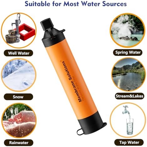 4 Pack Personal Water Filter Straw Orange Bundle with 2Pcs Carrying Case Protective Covers - Image 5