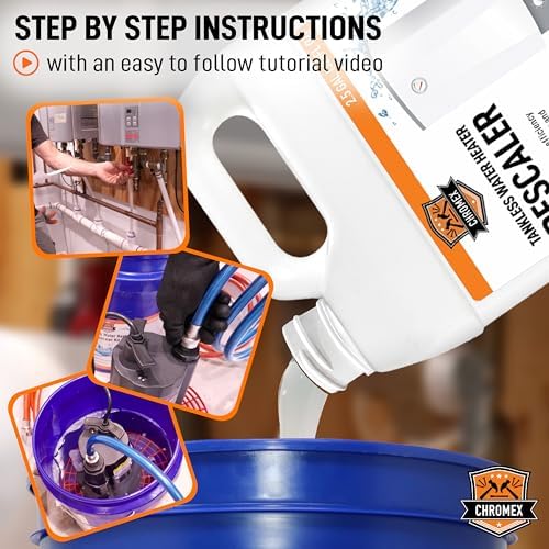 Chromex Tankless Water Heater Descaling Solution | Highly Effective Descaler Restores Heating Efficiency, Quart, 5 Gallons (2 x 2.5 Gallons) - Image 4