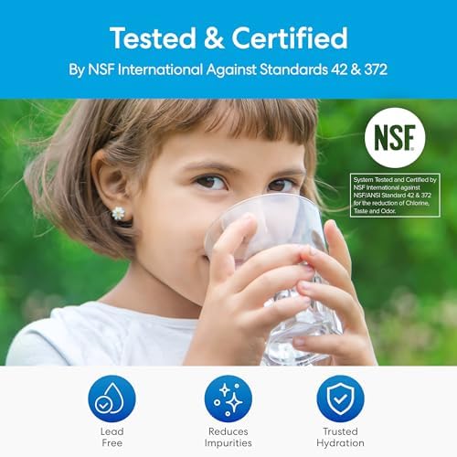 Brio 11" Under Sink Water Filter System for Kitchen & Bathroom Faucet | 3-Stage Single Housing 0.5 Micron Filters PFAS, Chlorine, Lead, Mercury+ | 10,000 Gallons or 2 Years | NSF 42 & 372 Certified - Image 6