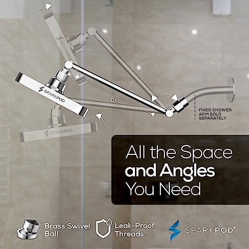 SparkPod Square Rain Shower Head with Extension Arm - Height Adjustable Shower Head with High Pressure Performance - Easy 1-Minute Installation (6" Square, Luxury Polished Chrome) - Image 5