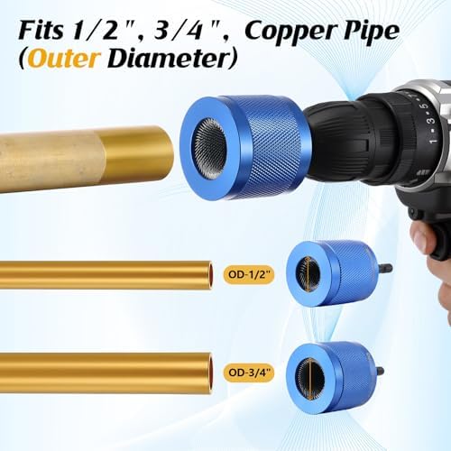 Copper Pipe Cleaner for Drill Set, 1/2", 3/4", Blue - Image 3