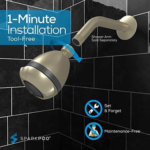 SparkPod High Pressure Shower Head, 3 Inch Fixed Showerhead, Brushed Nickel - Image 2