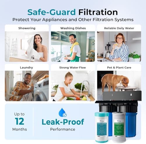iSpring WGB21BM 2-Stage Whole House Water Filtration System, 10” x 4.5” Carbon Block and Iron & Manganese Reducing Filters, 1" Ports - Image 5