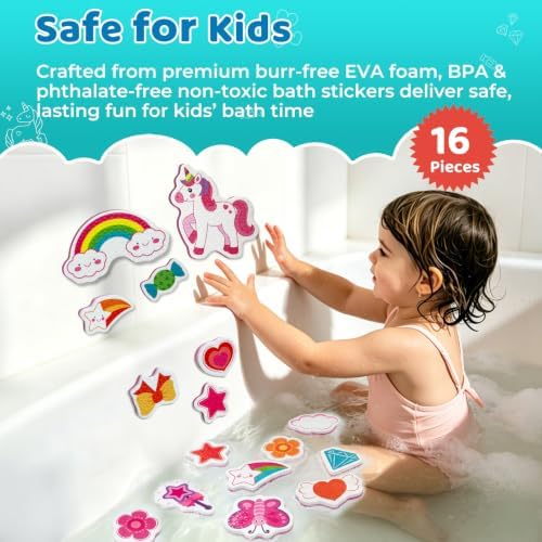 Baby Bath Toys for Kids Ages 1-3, 16PCS Unicorn Foam Bath Toys - Image 3
